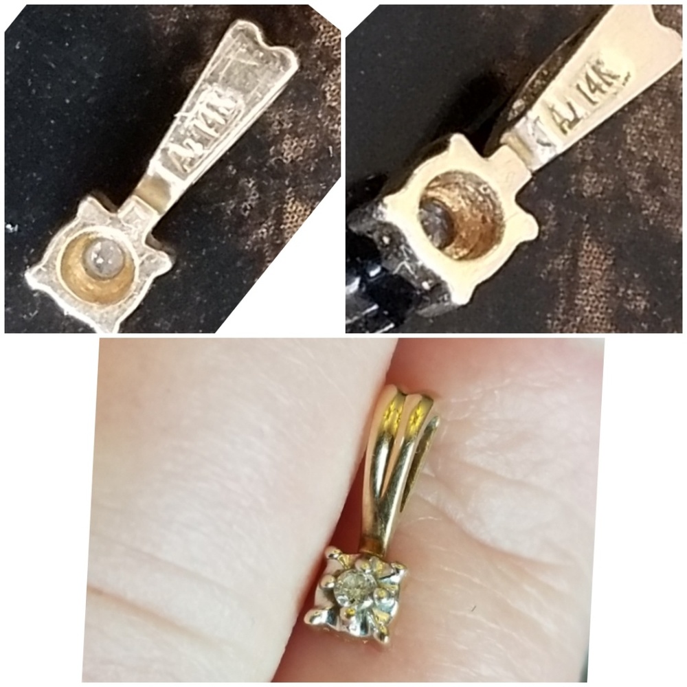 Genuine .016ct Diamond Pendant 14k Yellow Gold - Picture 5 of 5